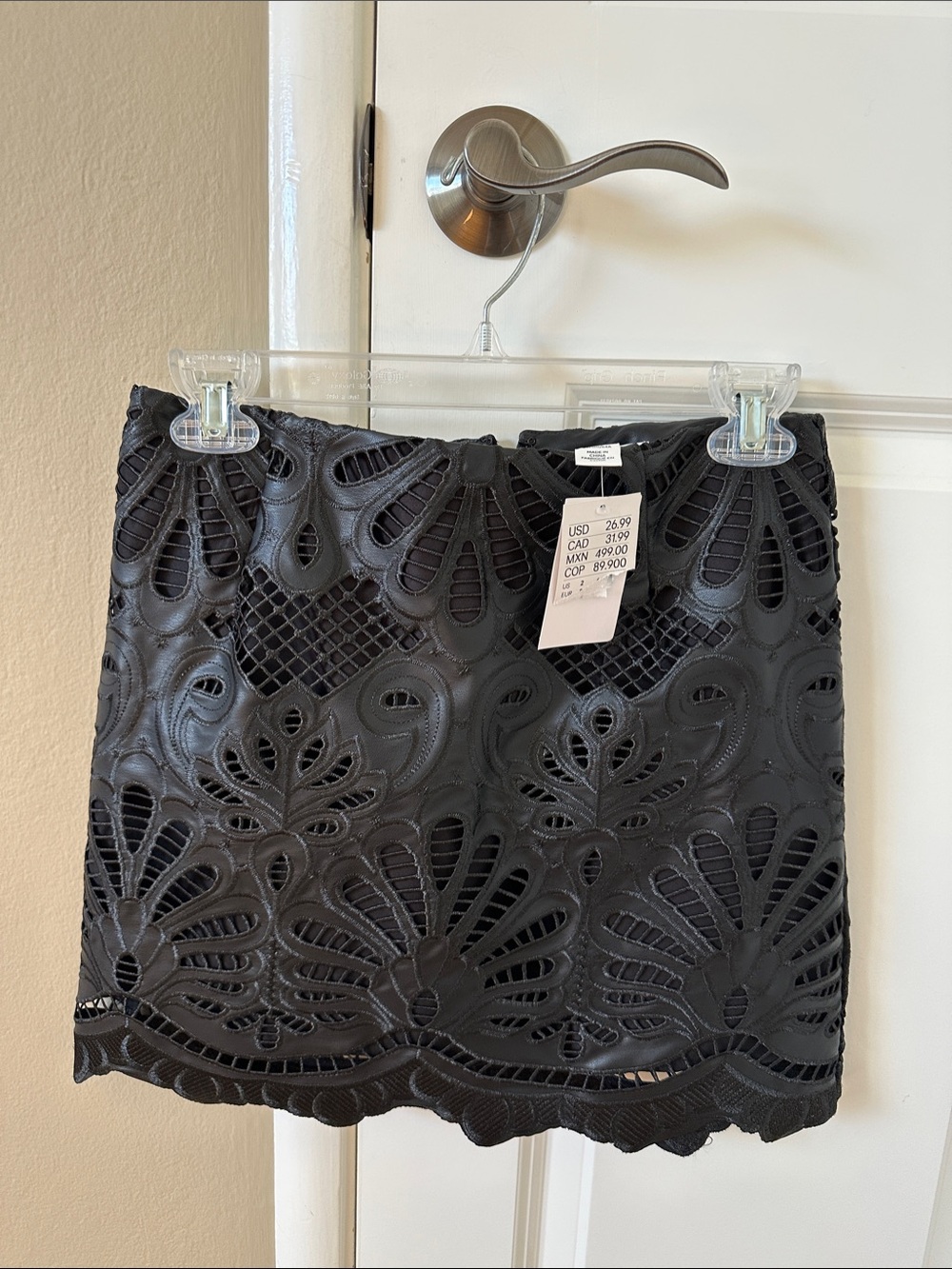 H&M Black Laser-Cut Floral Mini Skirt